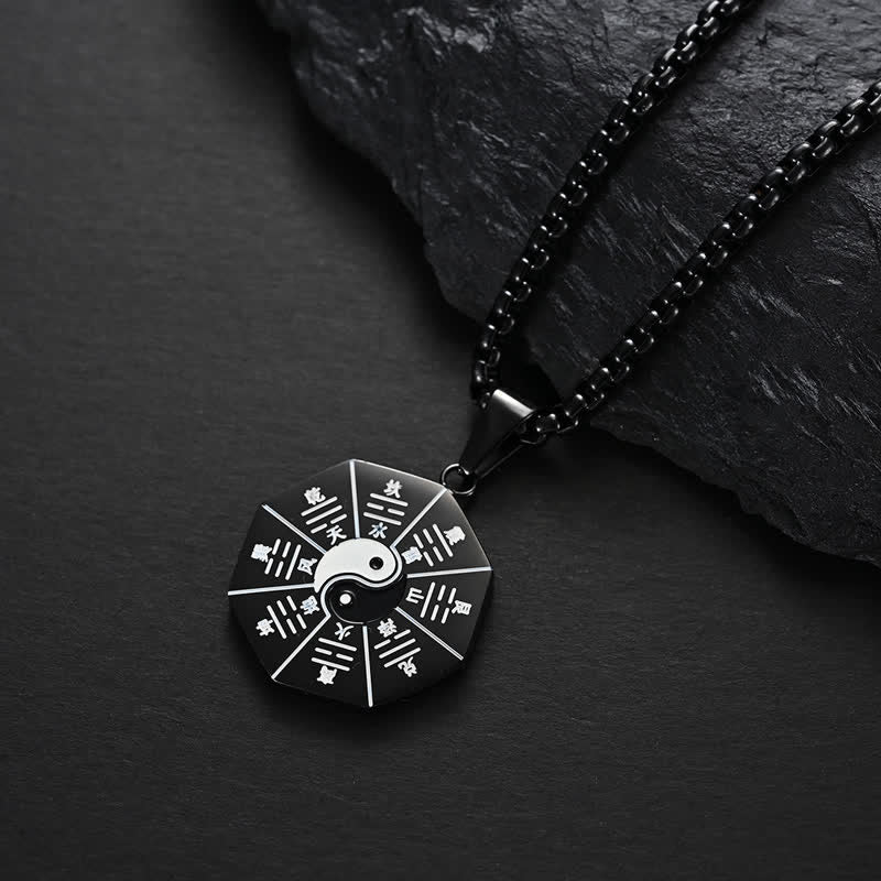 Bagua Yin Yang Titane Acier Balance Collier Pendentif - image 3