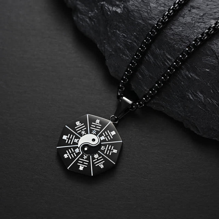 Bagua Yin Yang Titane Acier Balance Collier Pendentif - image 3