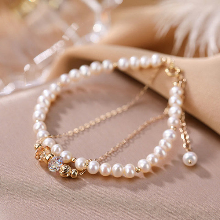 Bracelet double couche de guérison en perles naturelles en argent sterling 925 plaqué or 14 carats avec Buddha Stones