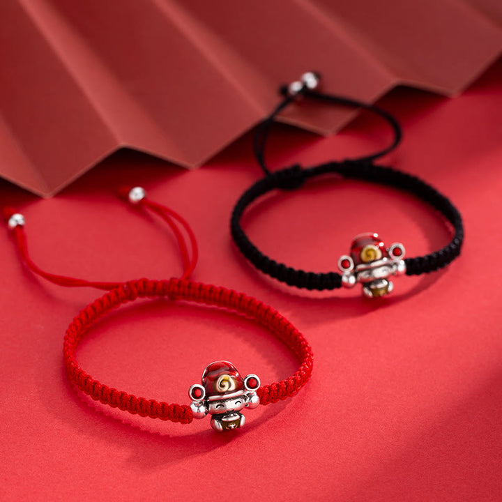 Bracelet tressé en fil fait main avec Buddha Stones, Dieu de la richesse, de la chance et de la force