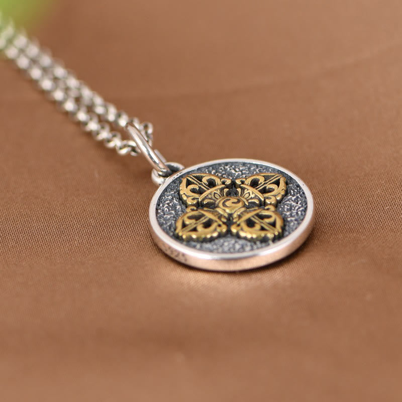 Collier de bénédiction Buddha Stones en argent Sterling 925 Pendentif double Dorje Vajra