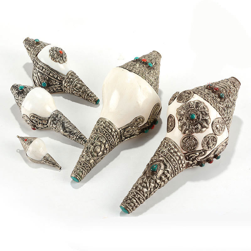 Coquillage de conque tibétain naturel Shankha, décoration porte-bonheur pour la maison