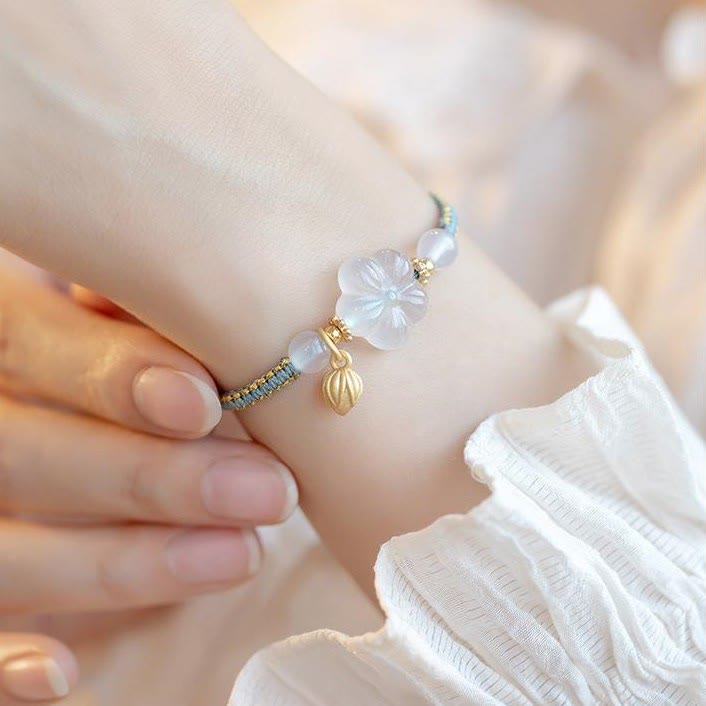 Bracelet en corde de confiance calme et agate rouge en jade et lotus avec Buddha Stones