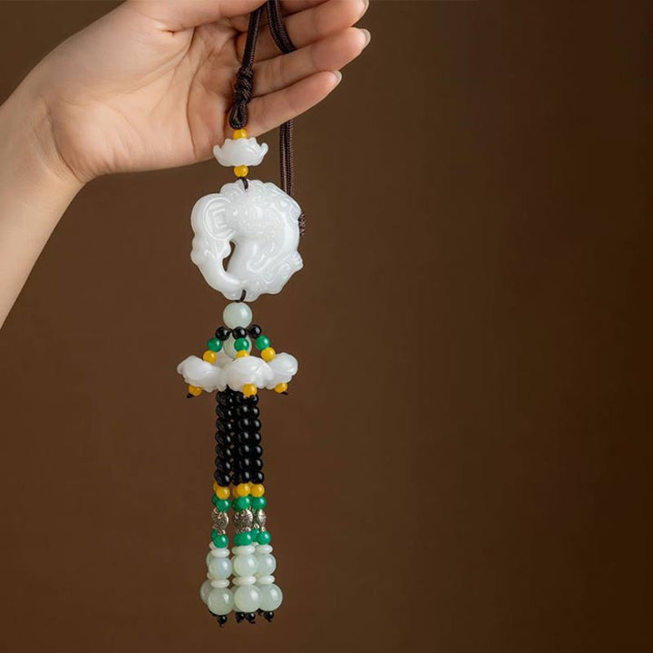 Pendentif de voiture en Buddha Stones FengShui Jade PiXiu Bénédiction Décoration