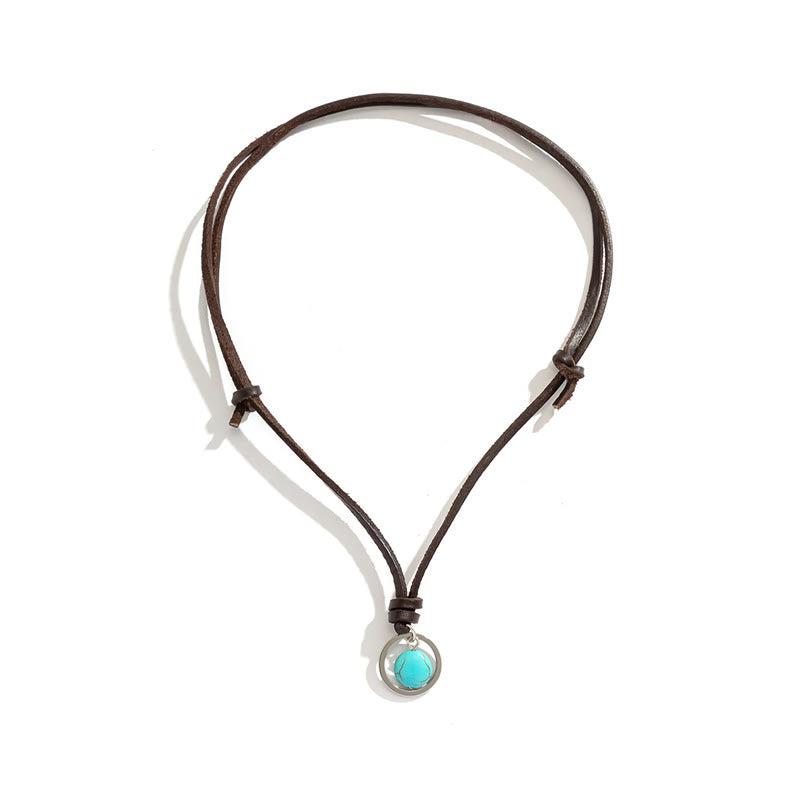 Collier pendentif en pierre turquoise ronde de Buddha Stones