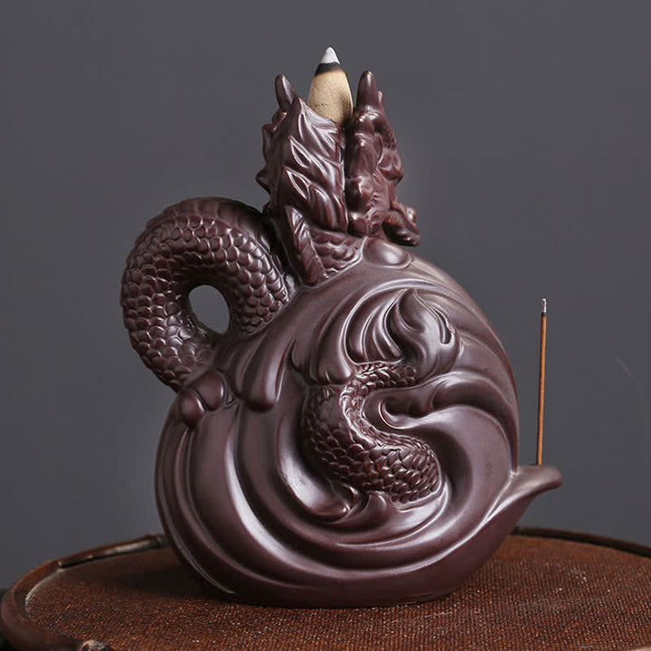 Brûleur d'encens en céramique à motif de dragon