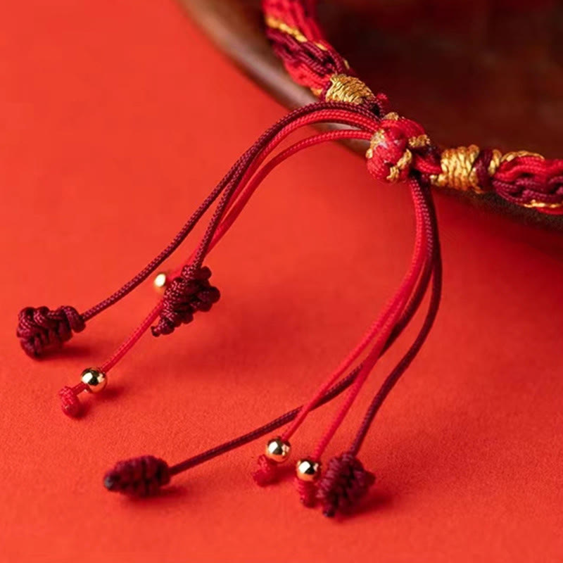 Bracelet tressé fait main en corde de protection avec nœud de réincarnation et Buddha Stones, cinq directions, dieux de la richesse