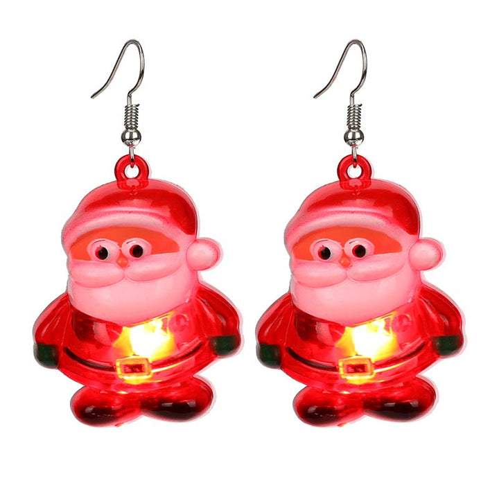 Boucles d'oreilles lumineuses à LED en forme d'élan et de sapin de Noël