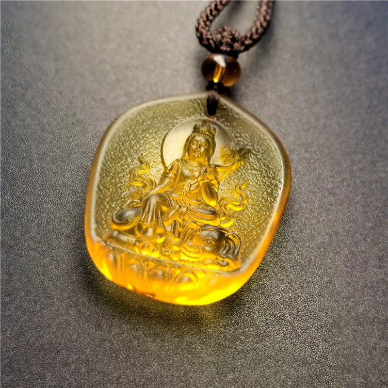 Collier pendentif en cristal de compassion Liuli Buddha Stones et bénédiction du zodiaque chinois - Dragon/Serpent-Samantabhadra Bodhisattva - image 6