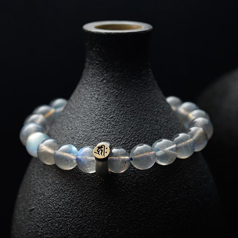 Bracelet d'amour calme avec 12 pierres de lune du zodiaque chinois
