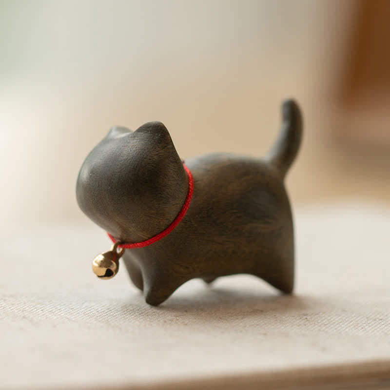 Buddha Stones de santal vert Petite feuille Bois de santal rouge Chat mignon Animaux Décoration de paix apaisante