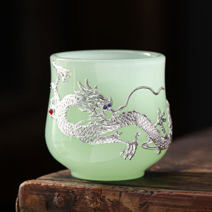 Tasse à thé en céramique Buddha Stones Lotus Dragon Phoenix Flower