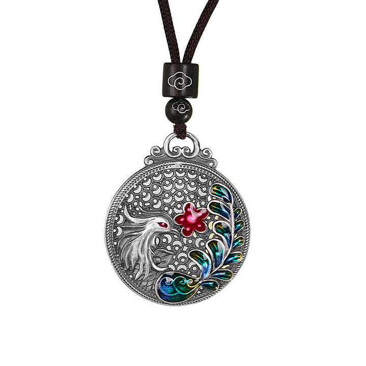 Collier avec pendentif de protection porte-bonheur Phoenix en argent sterling 990 Buddha Stones