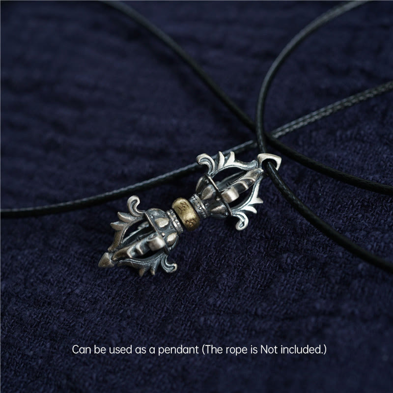 Pendentif en argent sterling 925 Buddha Stones Om Mani Padme Hum Dorje Vajra gravé pour la force