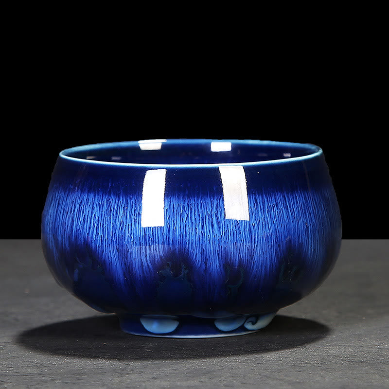 Tasse à thé en céramique avec changement de glaçure au four chinois Jianzhan, Buddha Stones , tasse à thé Tenmoku Kung Fu