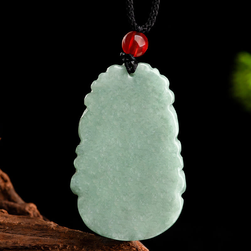 Collier pendentif en jade vert naturel avec Buddha Stones et 12 signes du zodiaque chinois