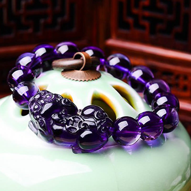 Bracelet Feng Shui en améthyste avec Buddha Stones pour la fortune et la richesse