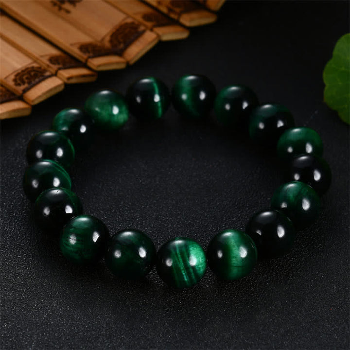 Bracelet de force en œil de tigre vert naturel Buddha Stones