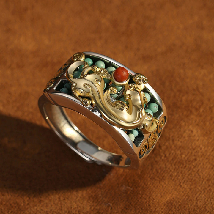 Bague de protection en argent sterling 925 Buddha Stones et agate rouge turquoise PiXiu Abacus - image 9