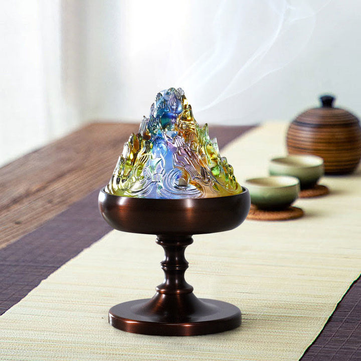 Brûleur d'encens de méditation et de guérison de la montagne de cristal Liuli