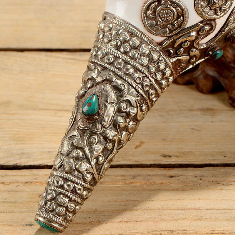 Coquillage de conque tibétain naturel Shankha, décoration porte-bonheur pour la maison - image 16