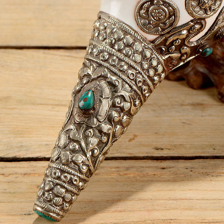 Coquillage de conque tibétain naturel Shankha, décoration porte-bonheur pour la maison - image 16