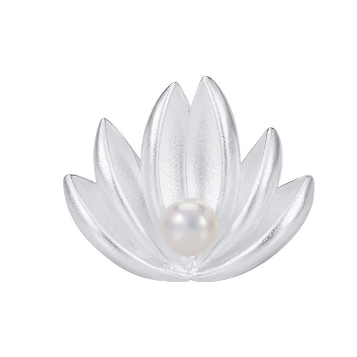 Buddha Stones Argent Sterling 925 Fleur de lotus Perle Nouveau départ Broche