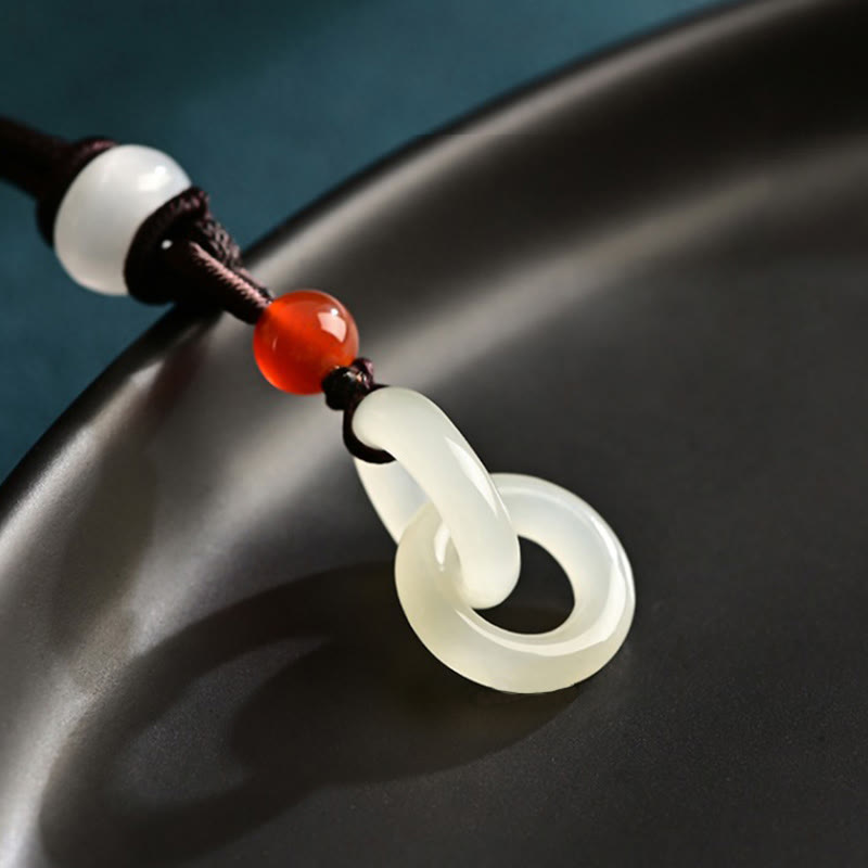 Buddha Stones naturel Hetian en jade blanc et double boucle de paix - image 8