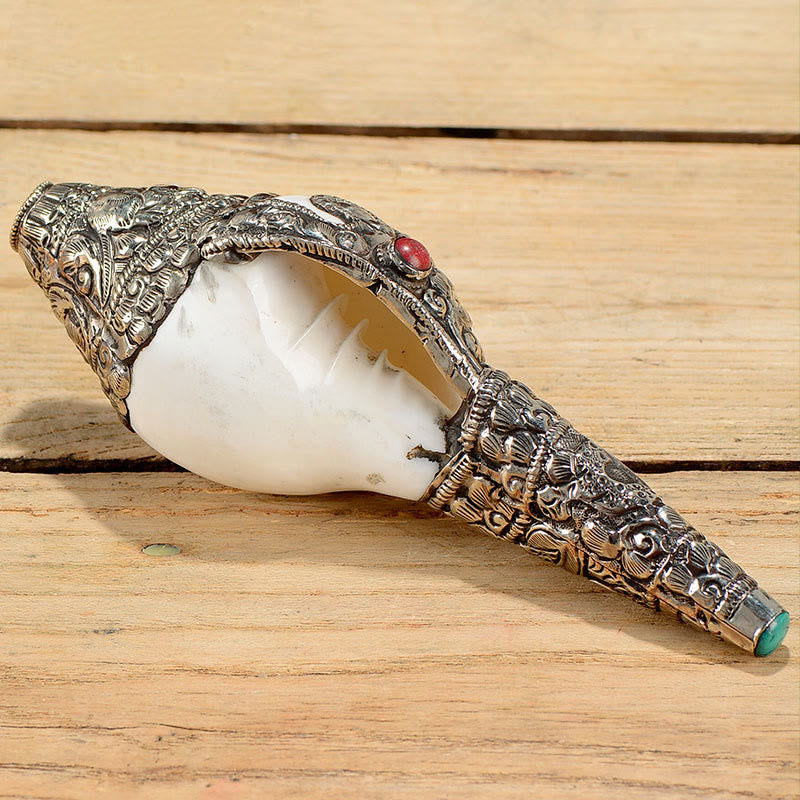Coquillage de conque tibétain naturel Shankha, décoration porte-bonheur pour la maison - image 7