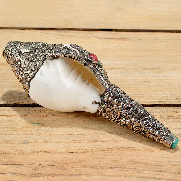 Coquillage de conque tibétain naturel Shankha, décoration porte-bonheur pour la maison - image 7
