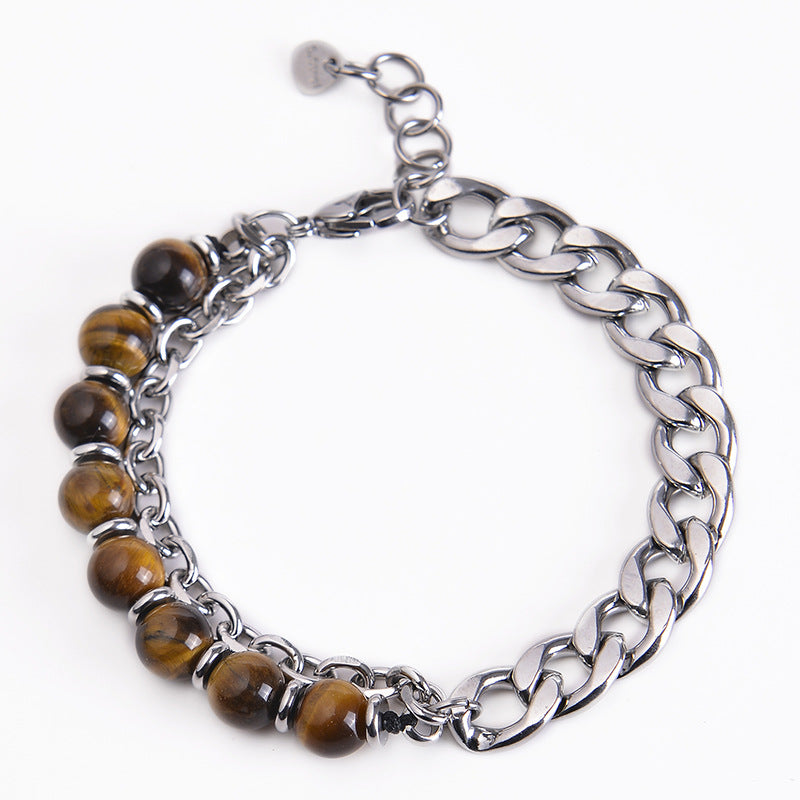 Bracelet de force en pierre givrée avec œil de tigre et jaspe Picasso Buddha Stones