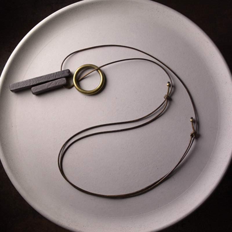 Collier pendentif illumination en bois d'ébène Buddha Stones et cercle zen - image 6