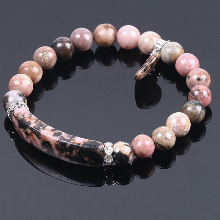 Bracelet de perles de guérison en forme de cœur avec Buddha Stones en rhodonite