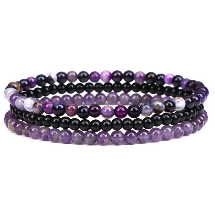 Bracelet spirituel de paix intérieure en pierre de cristal naturel 3 pièces Buddha Stones