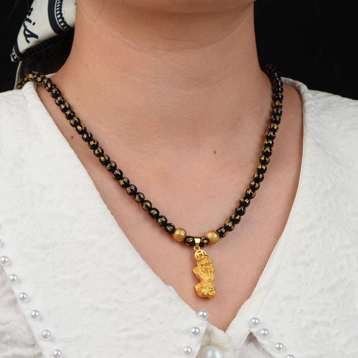 Collier Feng Shui Obsidienne PiXiu Richesse