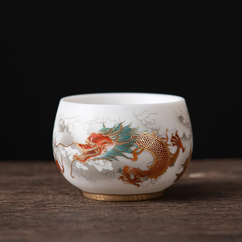 Buddha Stones Phénix Dragon Lotus Cerf Bâtiment ancien Poisson Koi Tasse à thé en céramique Tasses à thé Kung Fu