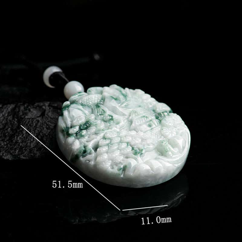 Collier en jade Buddha Stones et paysage de montagne