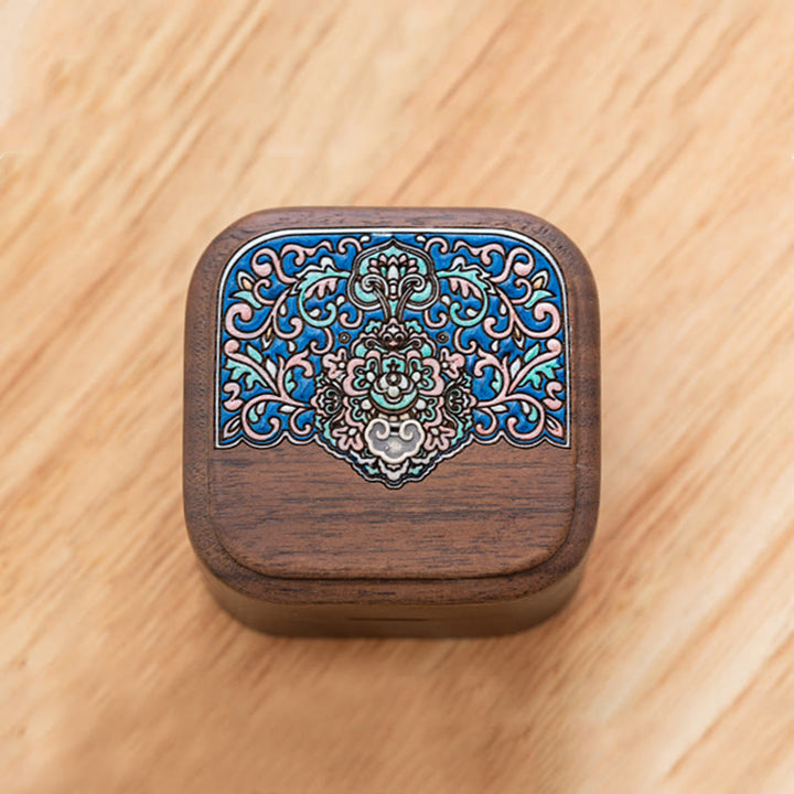 Boîte de rangement de bijoux en bois de noyer noir fait à la main rétro, boîte-cadeau en bois de feuille