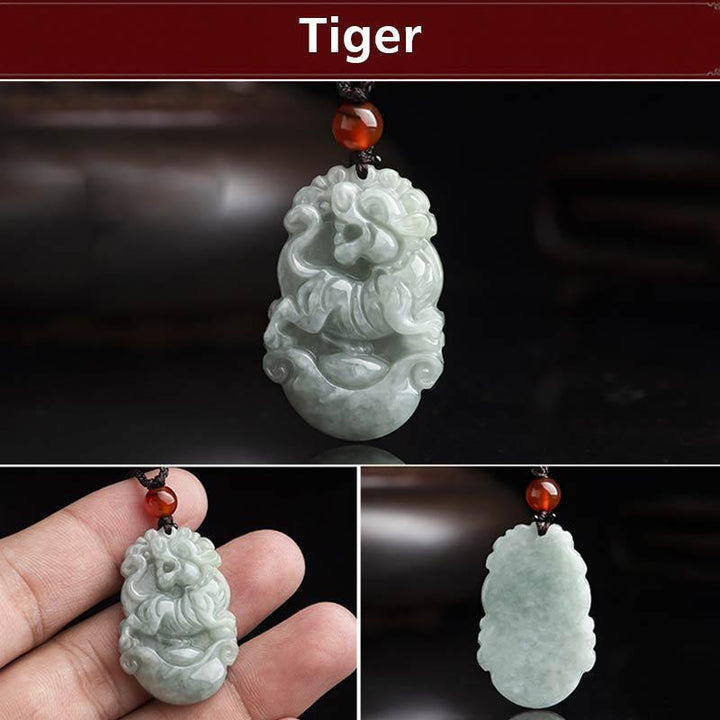 Collier avec pendentif en jade naturel et Buddha Stones représentant les 12 signes du zodiaque chinois - Tigre - image 28