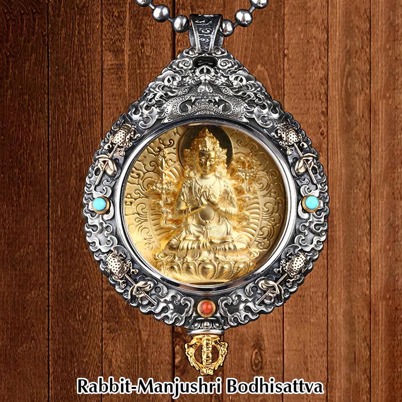 Buddha Stones Zodiaque chinois Bouddha natal Thangka Neuf palais Huit diagrammes Richesse Collier pendentif rotatif