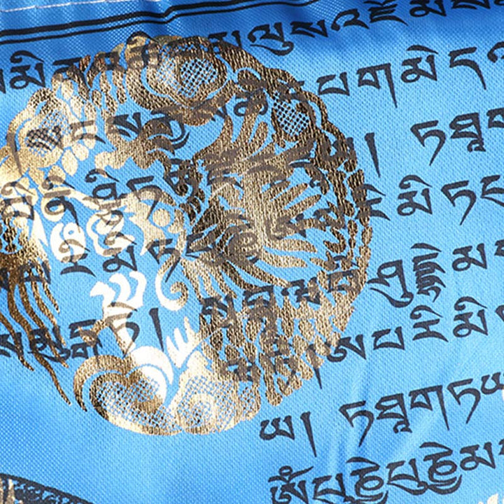 Buddha Stones Décoration extérieure de 20 drapeaux de prière représentant le cheval du vent tibétain aux 5 couleurs et le Sutra de la longévité - image 6