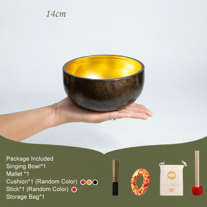 Bols chantants tibétains de méditation artisanaux pour la guérison, le yoga et la pleine conscience - 14 cm - image 1