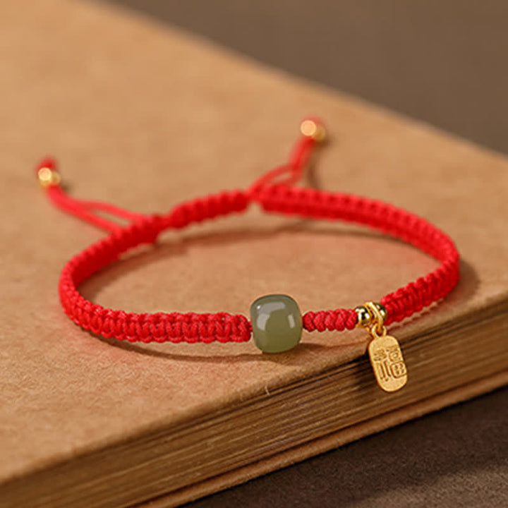 Bracelet en argent sterling 925 Buddha Stones et jade Hetian, bénédiction, richesse, cordon rouge