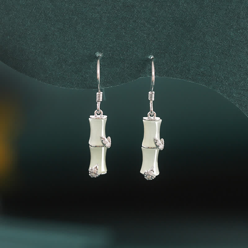 Boucles d'oreilles pendantes porte-bonheur en argent sterling 925 avec jade chrysobéryl œil de chat agate rouge bambou - image 8
