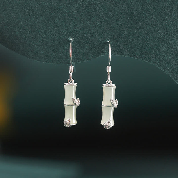 Boucles d'oreilles pendantes porte-bonheur en argent sterling 925 avec jade chrysobéryl œil de chat agate rouge bambou - image 8
