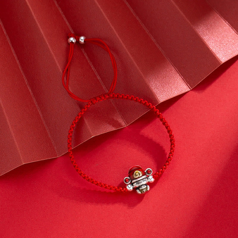 Bracelet tressé en fil fait main avec Buddha Stones, Dieu de la richesse, de la chance et de la force