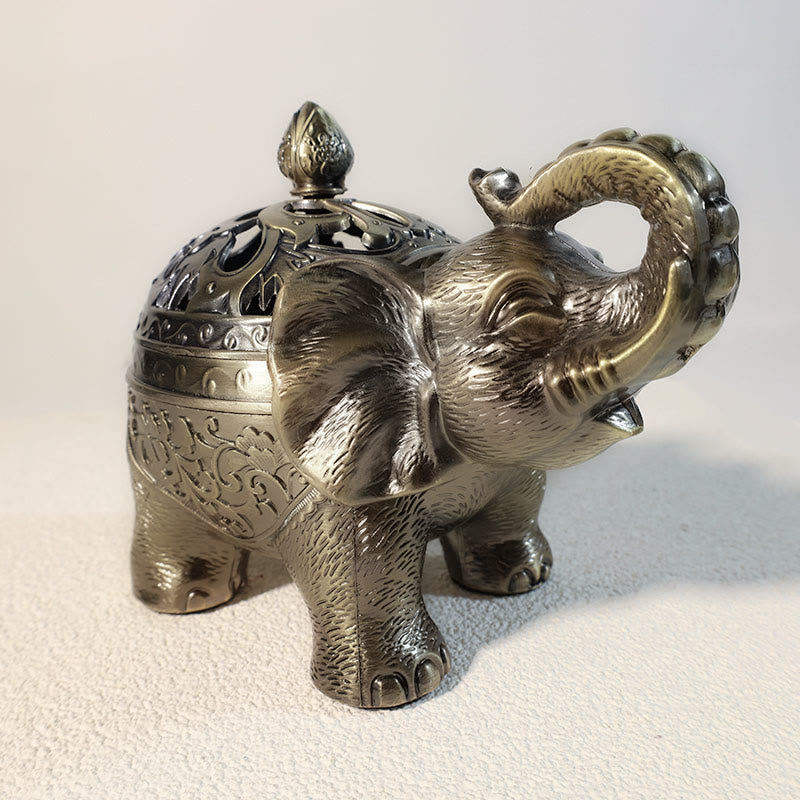 Porte-encens en alliage avec Buddha Stones et éléphant, décoration de la maison, brûleur d'encens