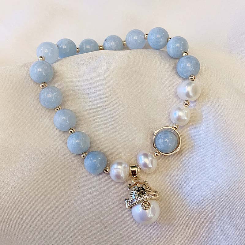 Bracelet porte-bonheur en Buddha Stones - Bleu vert - image 1
