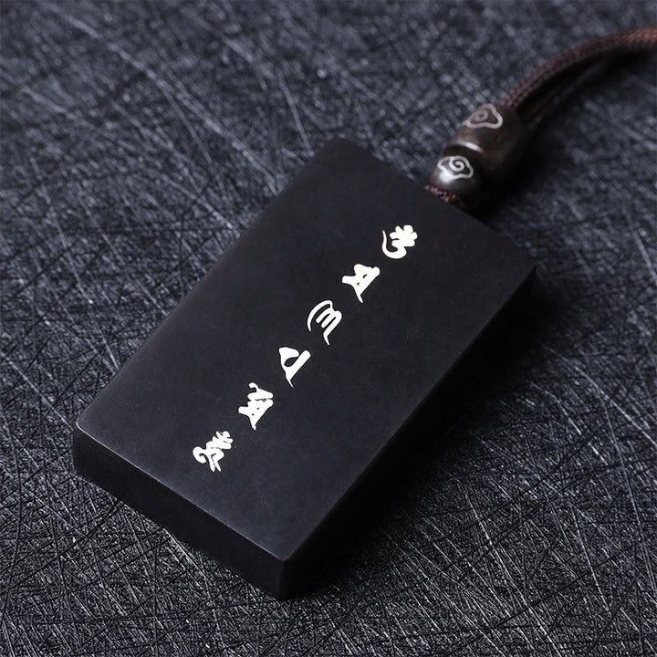 Collier pendentif de protection incrusté de Buddha Stones en argent sterling 999 avec petite feuille de bois de santal rouge et bois d'ébène Om Mani Padme Hum - image 12