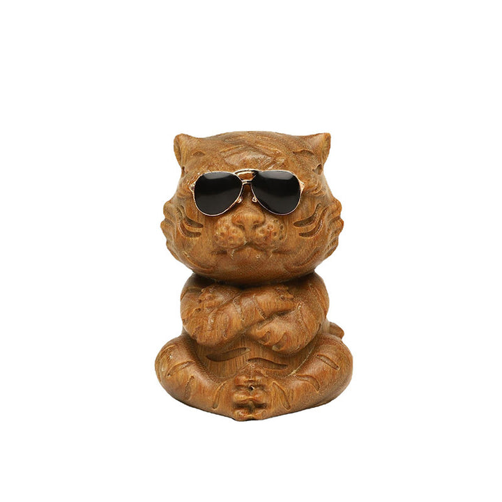 Buddha Stones Petites décorations de bureau positives gravées en bois de santal vert Tigre - image 10